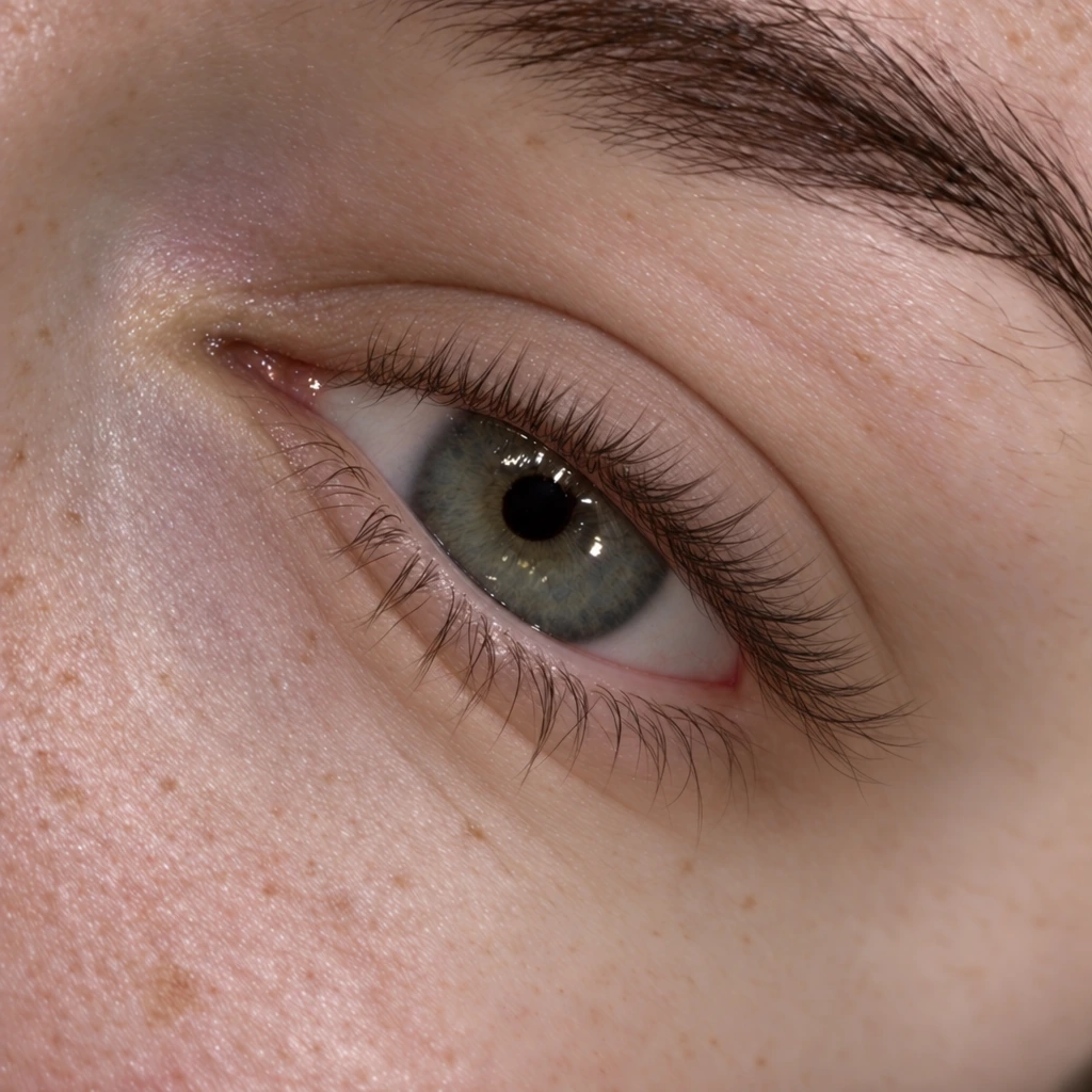 AI illustration of finer natural lashes with a muted color tone