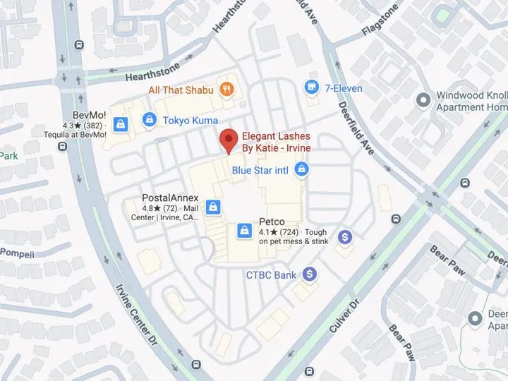 Map view of Elegant Lashes By Katie in Irvine